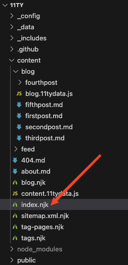 Image showing the location of the index.njk file